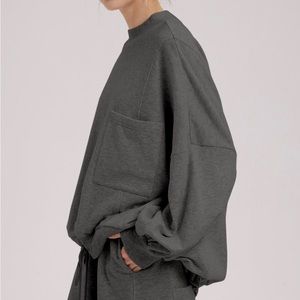 Oversized Pocket Crewneck Sweatshirt - Charcoal